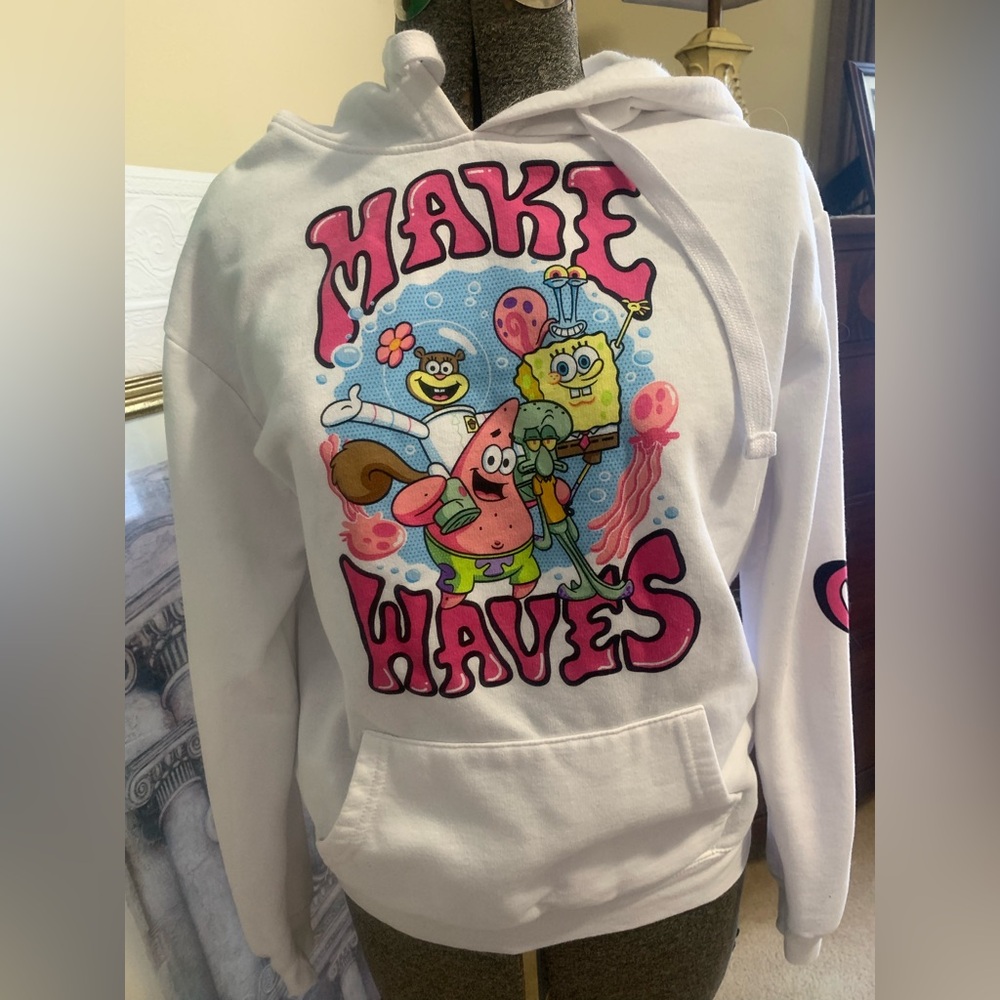 Nickelodeon Spongebob Squarepants Hoodie White Size Juniors Large.